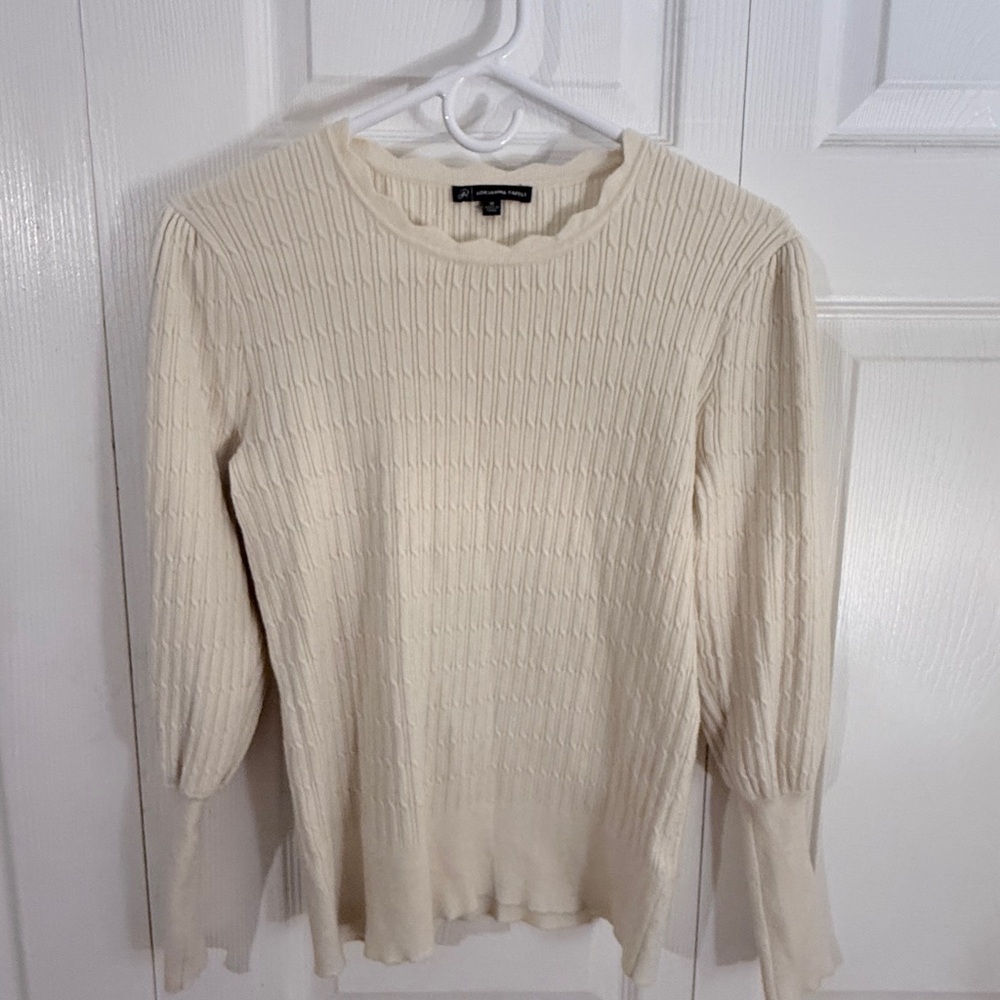 Adrianna Papell Cream Textured Knit Sweater